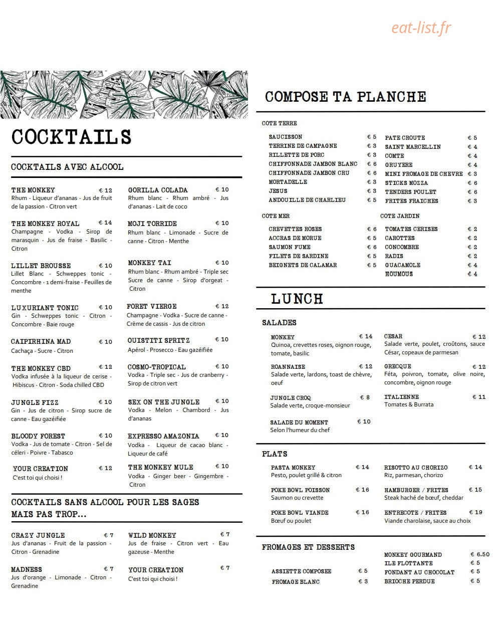 The Monkey — carte page 1