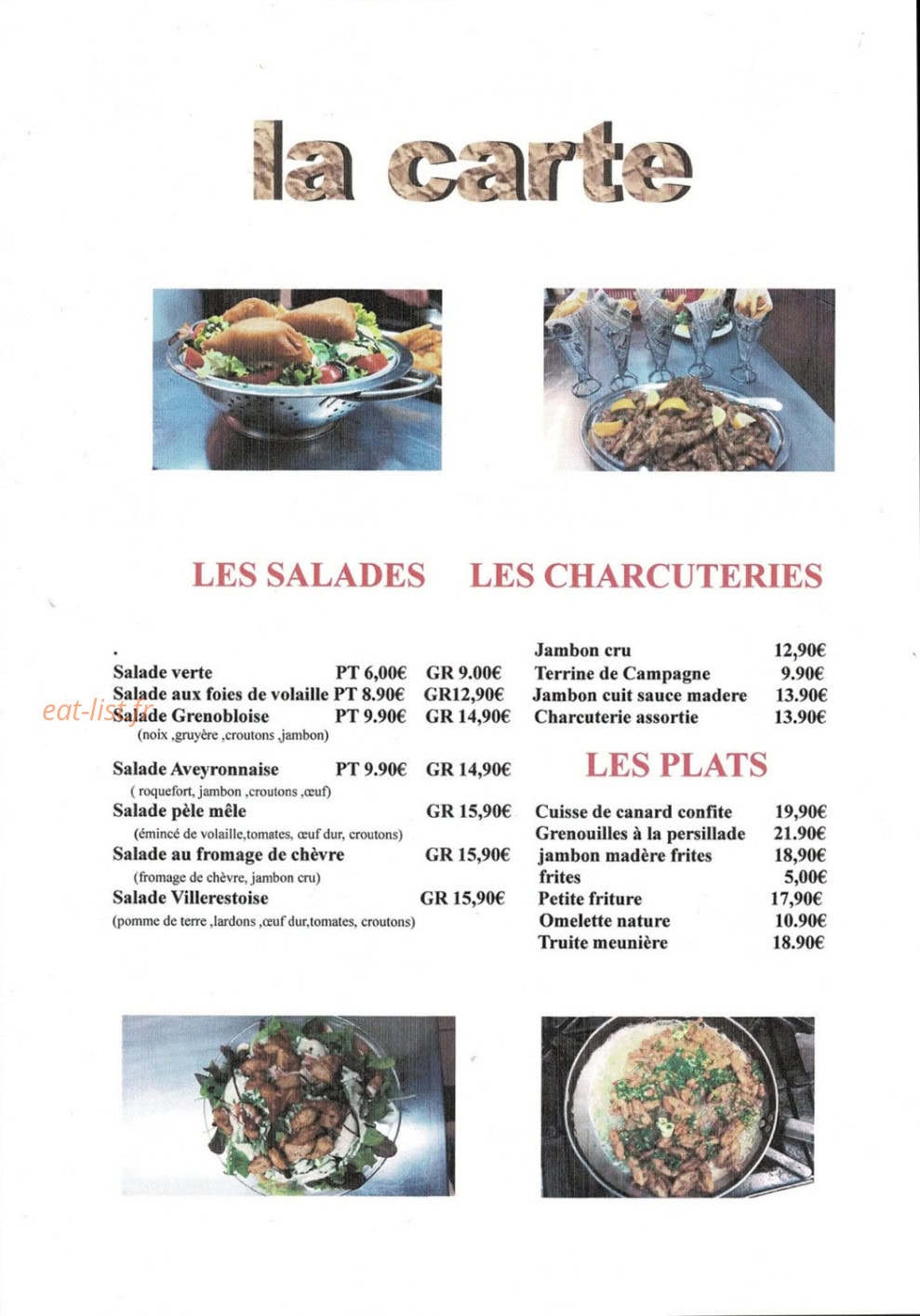 Auberge du Pont — carte page 1