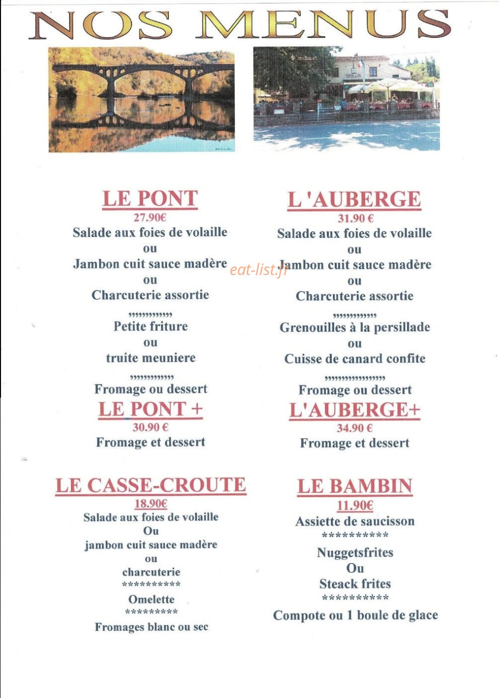 Auberge du Pont — carte page 2