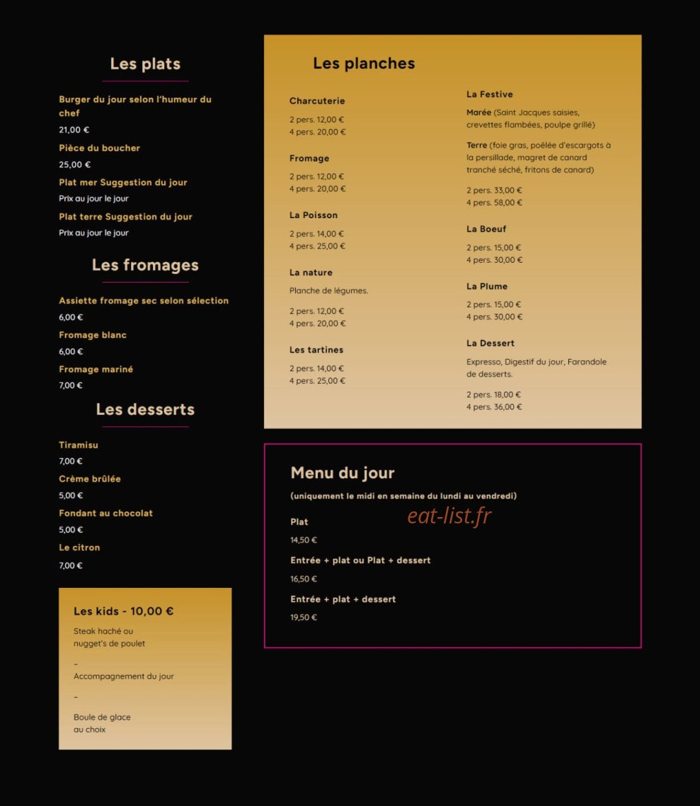 La Terrasse du Lac — carte page 1
