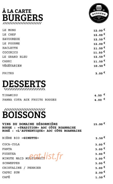 Burgers chef — carte page 2