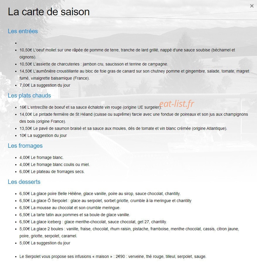 Le Serpolet — carte page 1