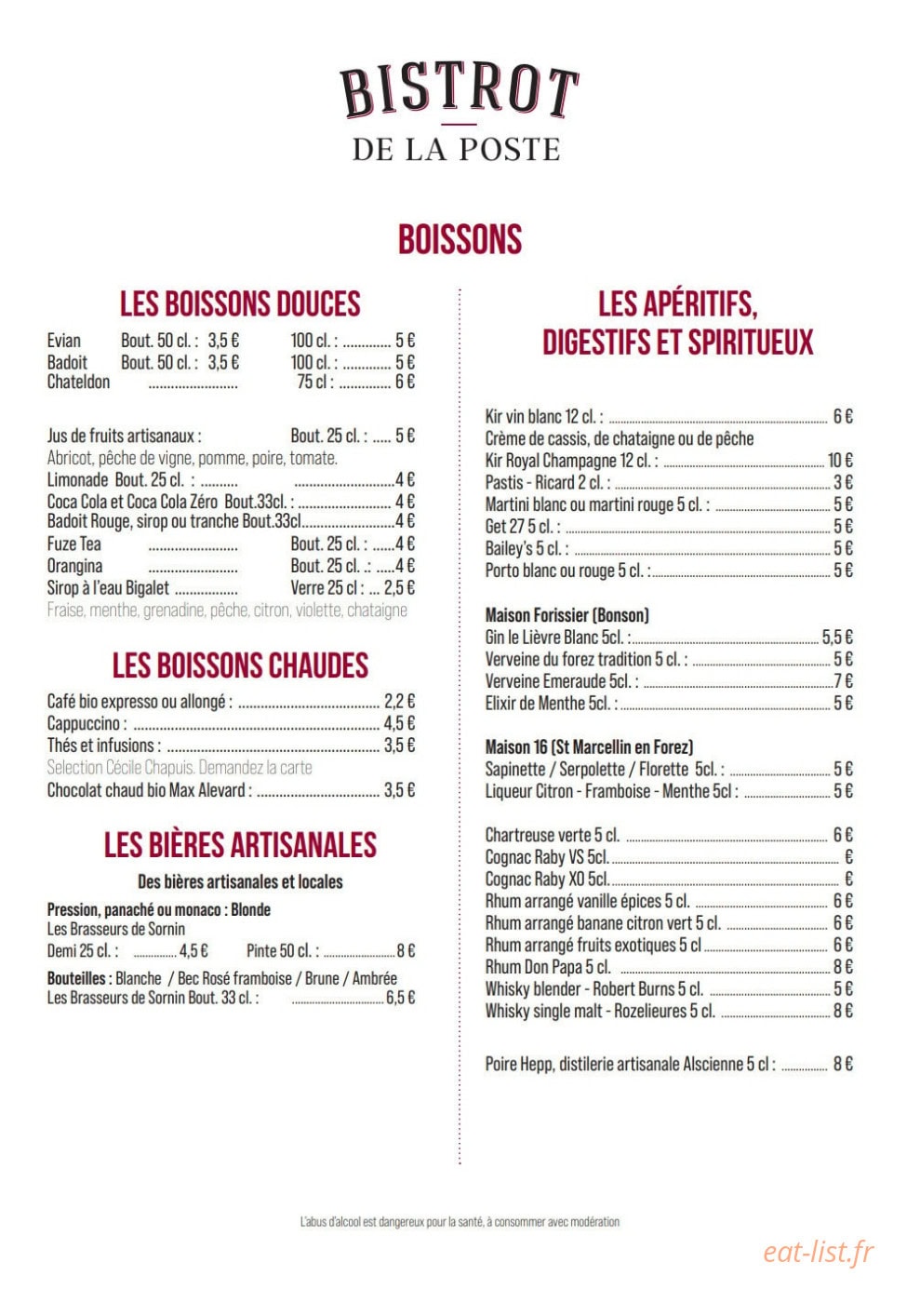 Bistrot de la Poste — carte page 4