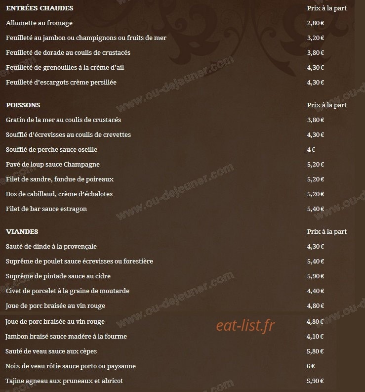 La Chaumière — carte page 11