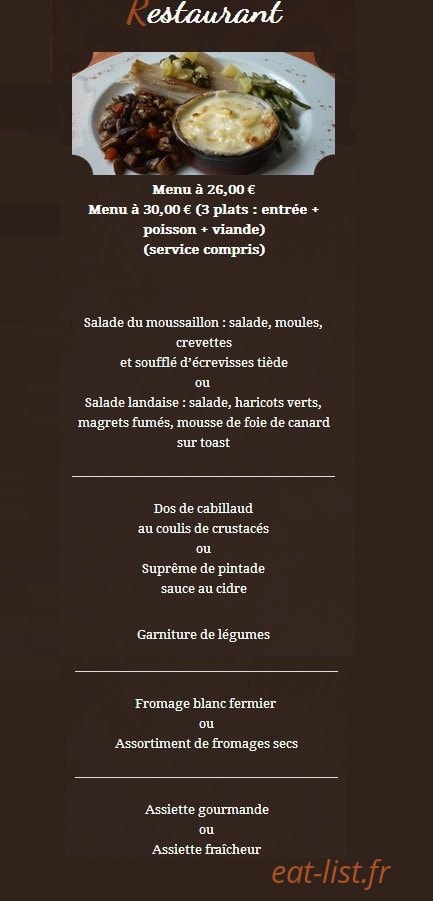 La Chaumière — carte page 2