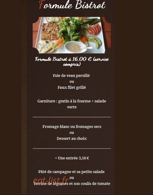 La Chaumière — carte page 1
