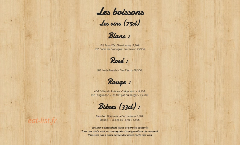La Table Paysanne — carte page 3