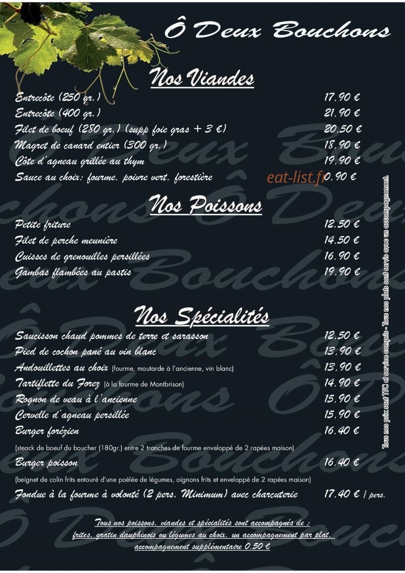 Ô Deux Bouchons — carte page 2