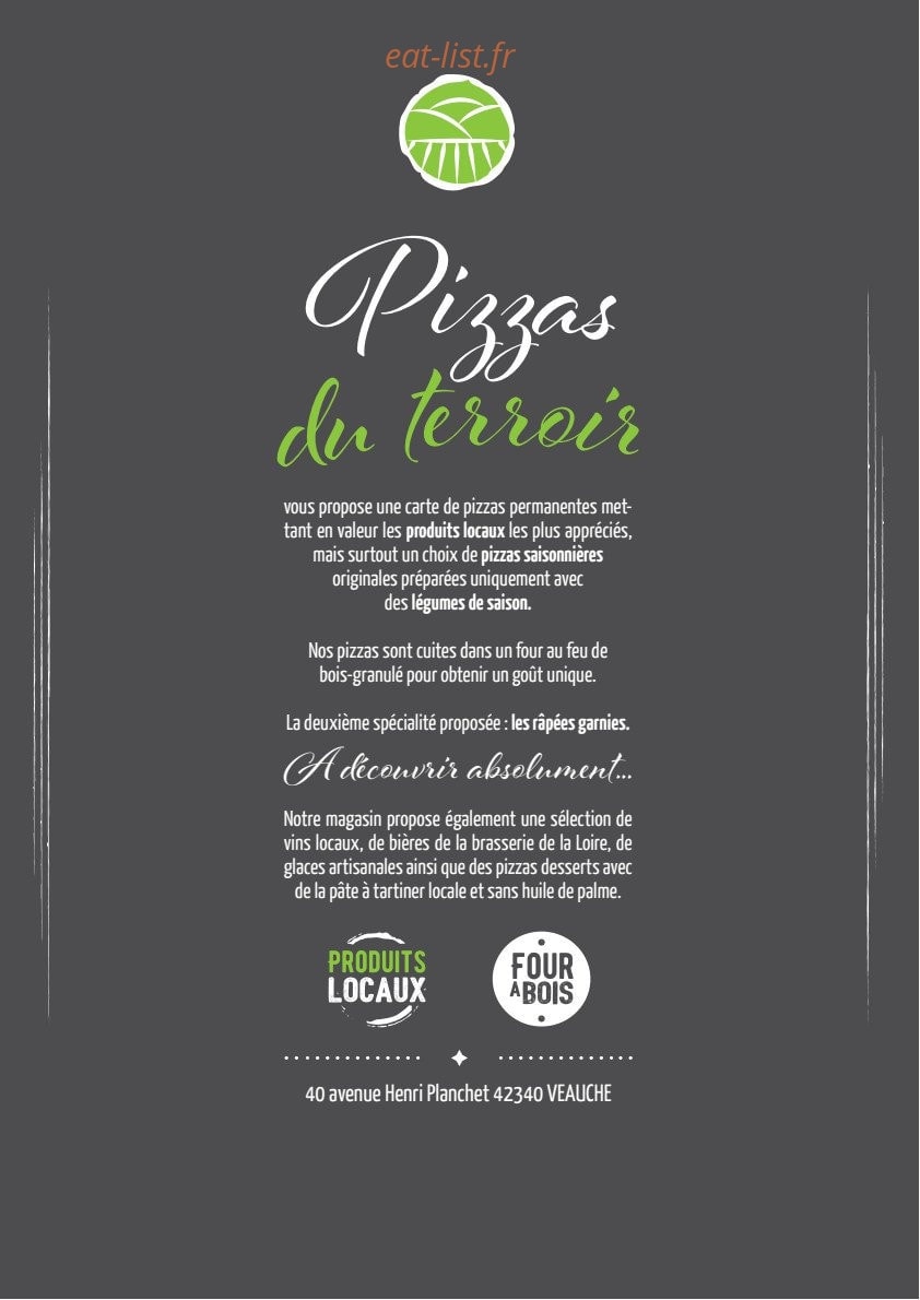 Pizzas du terroir — carte page 1
