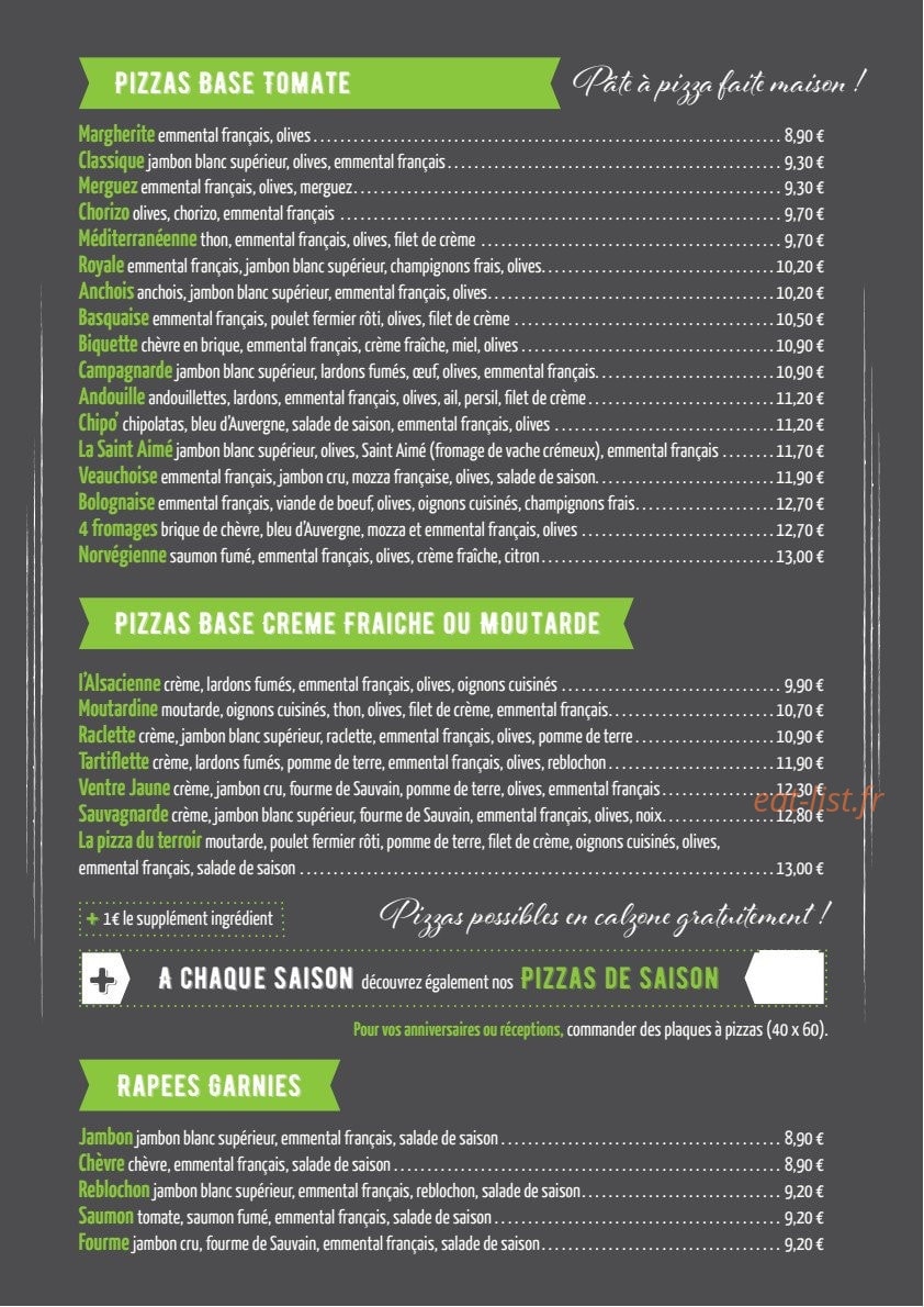 Pizzas du terroir — carte page 2