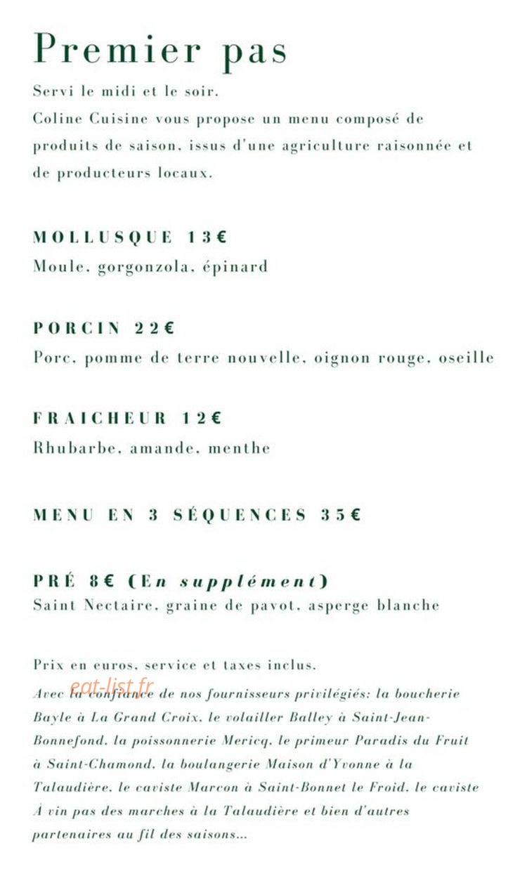 Coline Cuisine — carte page 2