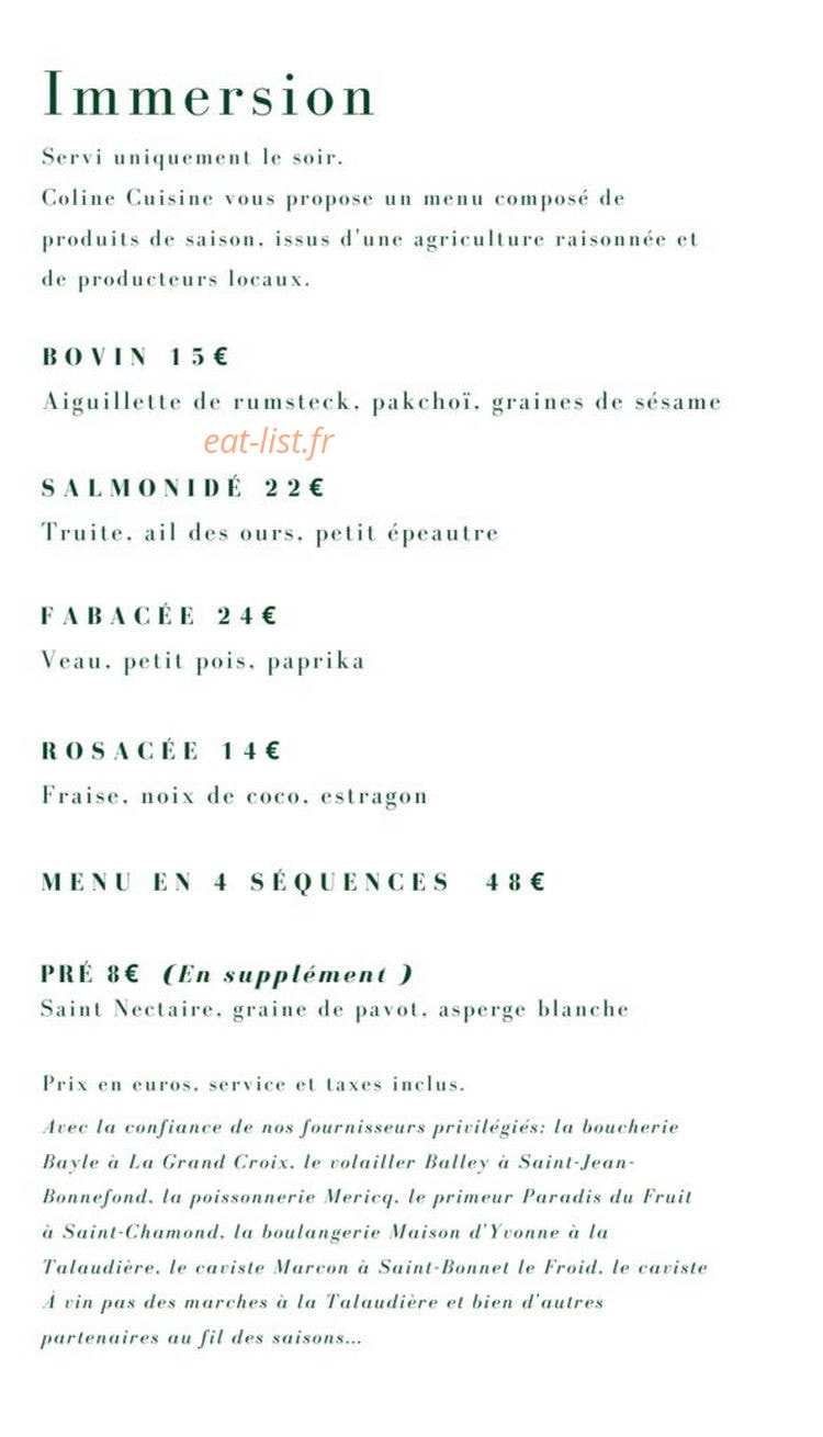 Coline Cuisine — carte page 3