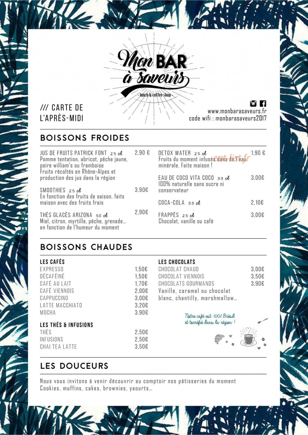 Mon bar à saveurs — carte page 1
