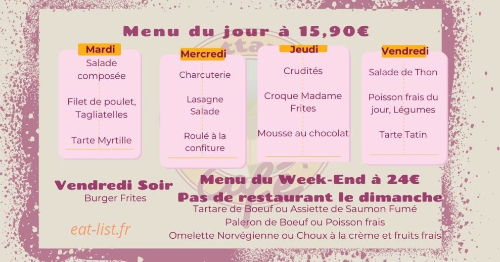 Cottance Café — carte page 1