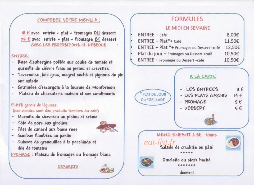 L Auberge de Zoé — carte page 1