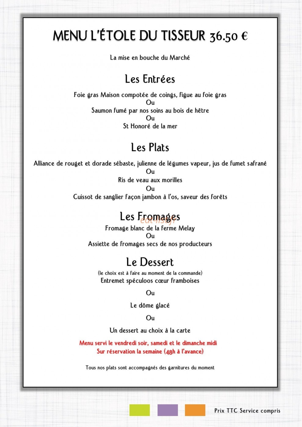 Le Tisseur des Saveurs — carte page 2
