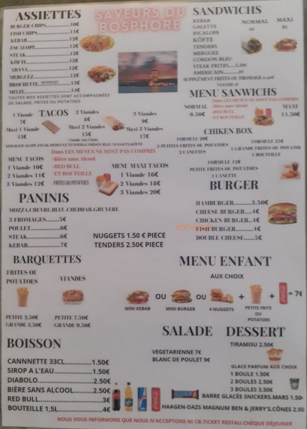 Saveurs Du Bosphore — carte page 1