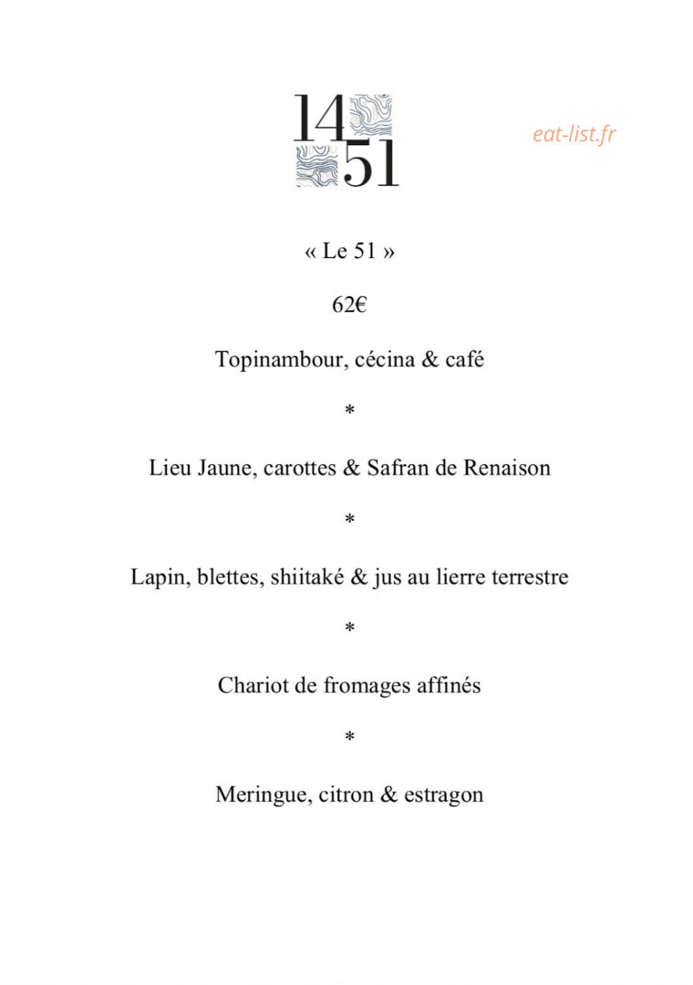 Le Restaurant 1451 — carte page 3
