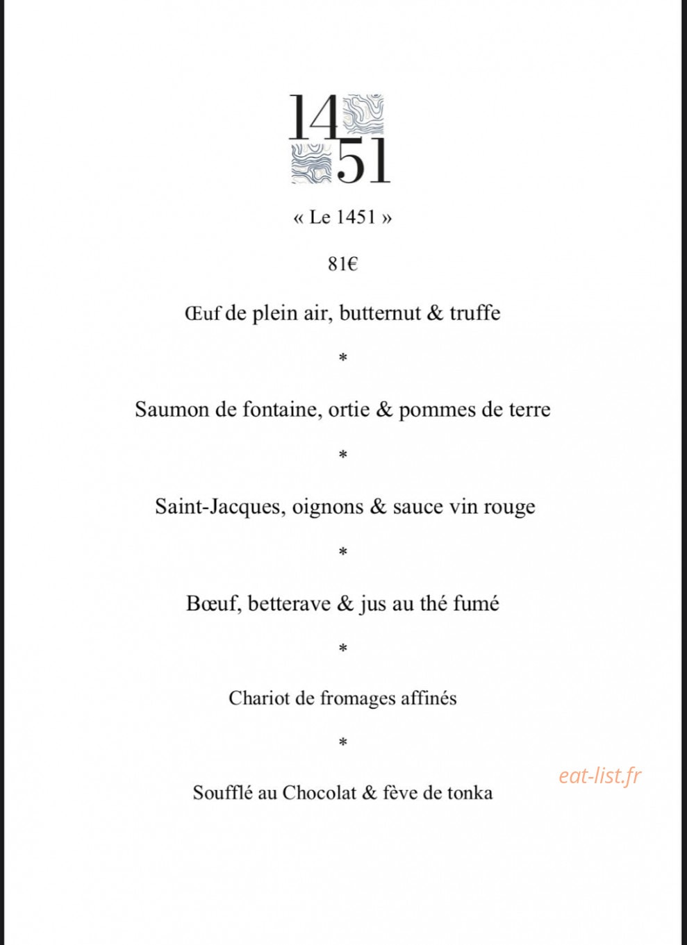 Le Restaurant 1451 — carte page 4