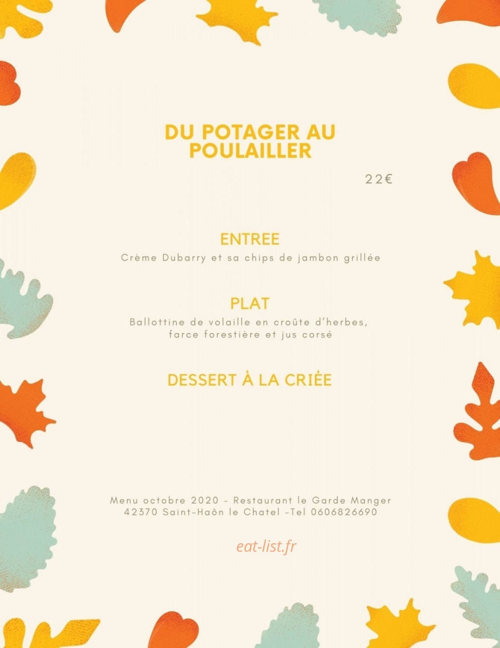 Le Garde Manger — carte page 1