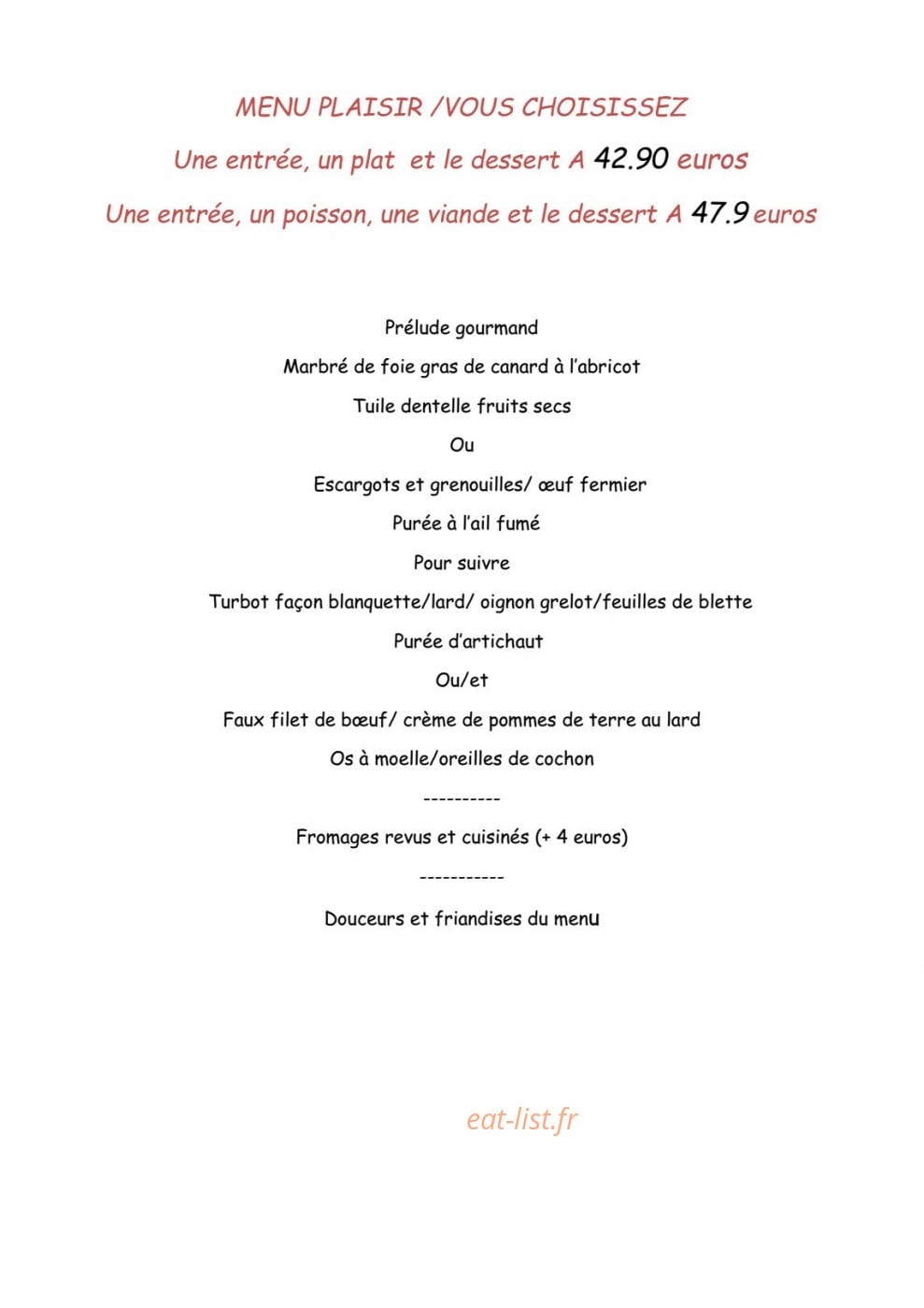 la Calèche — carte page 2