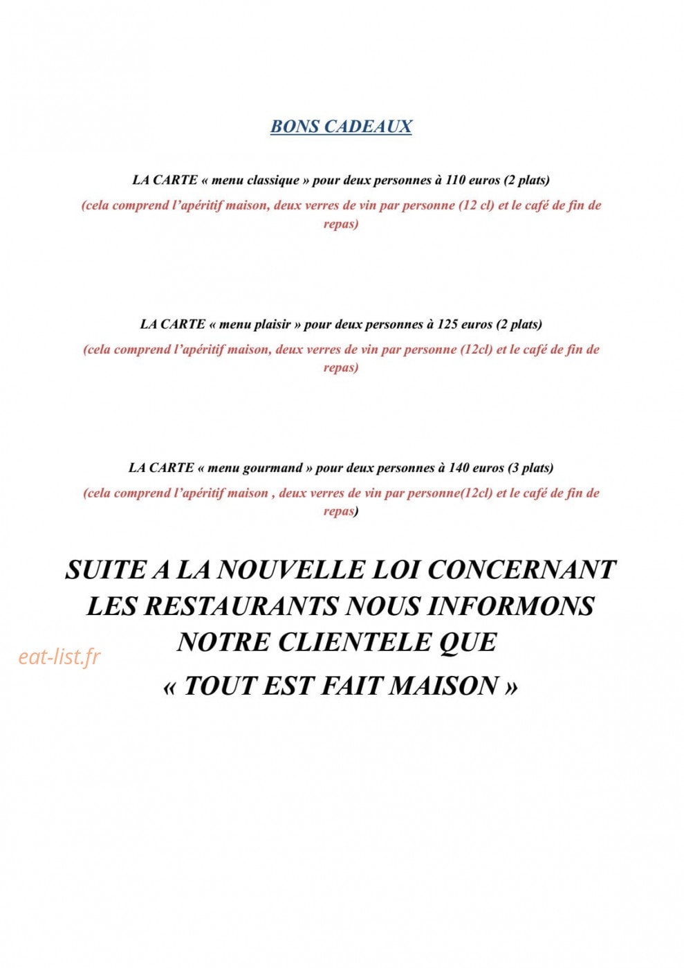 la Calèche — carte page 6