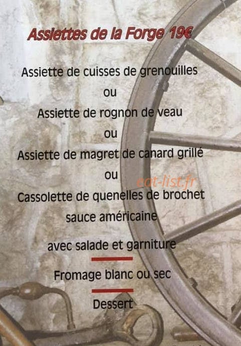 Auberge de la forge — carte page 1