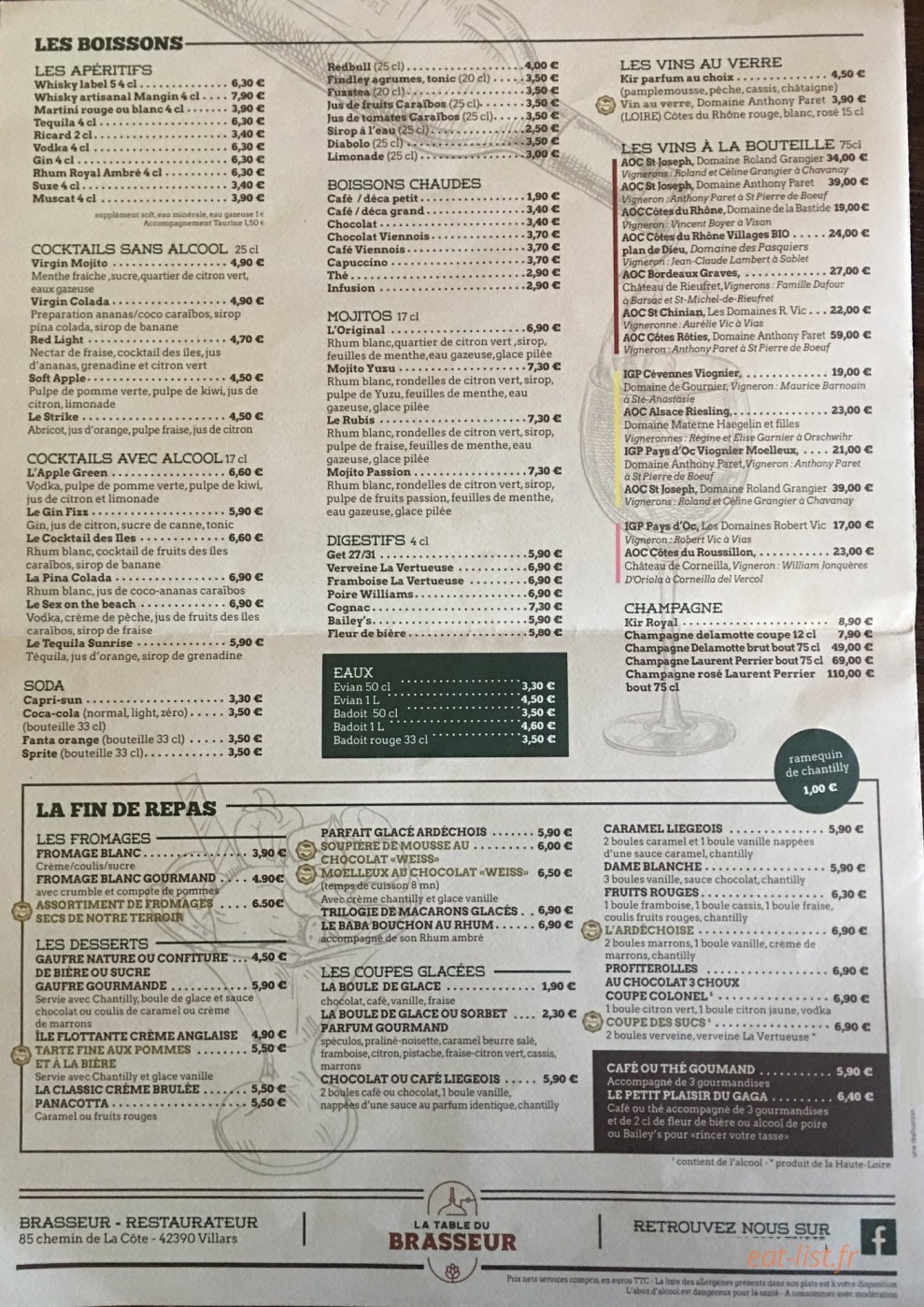 La Table du Brasseur — carte page 3