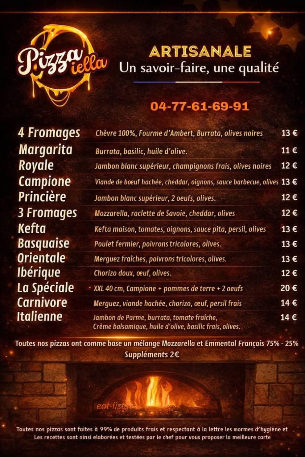 Carte et menu de Pizzaiella à Villars — Carte 1