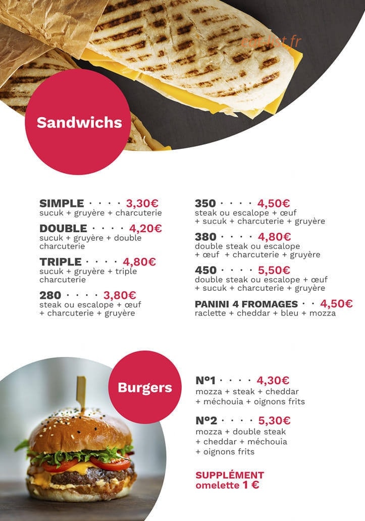 AA sandwichs — carte page 1