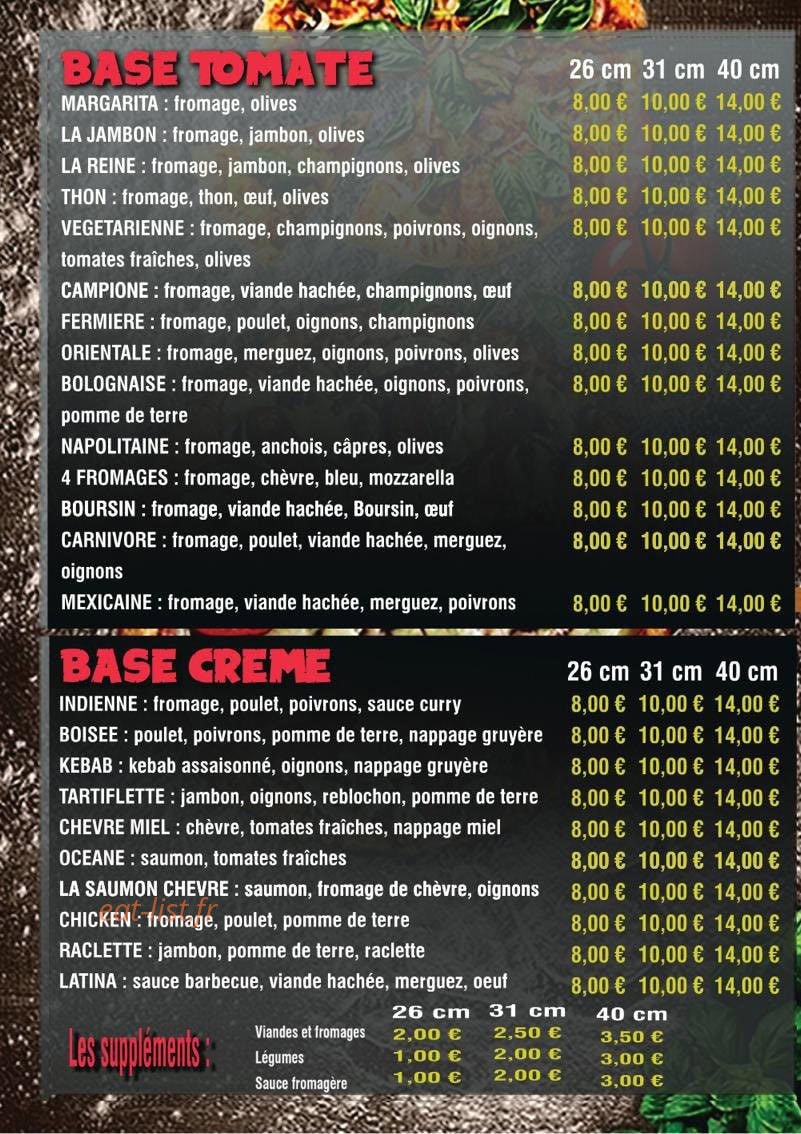 Allo Pizza 42 — carte page 2