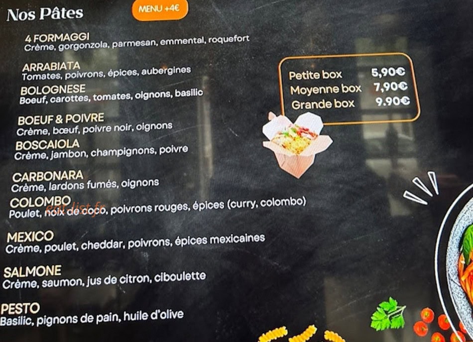 Do'Pasta — carte page 1