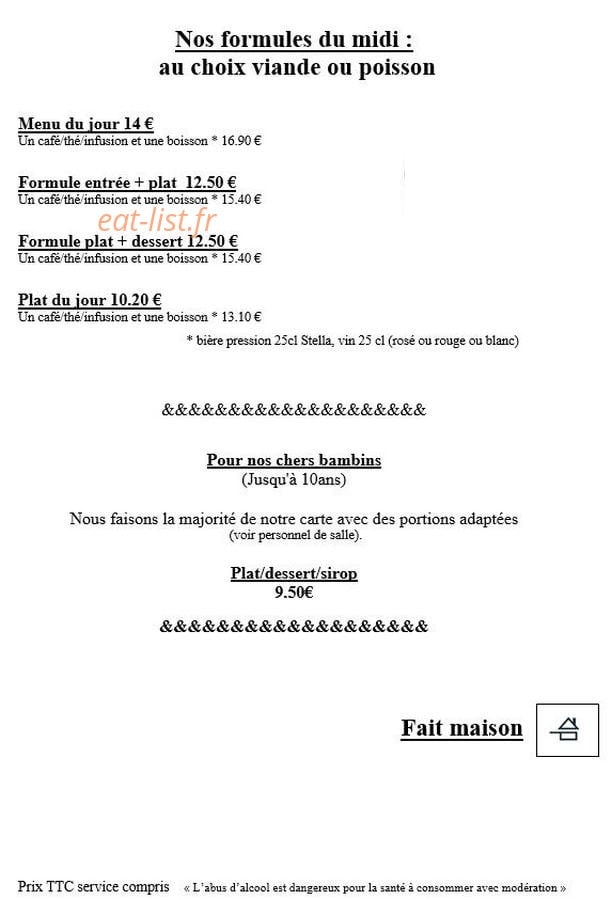 L'heure des mets — carte page 1