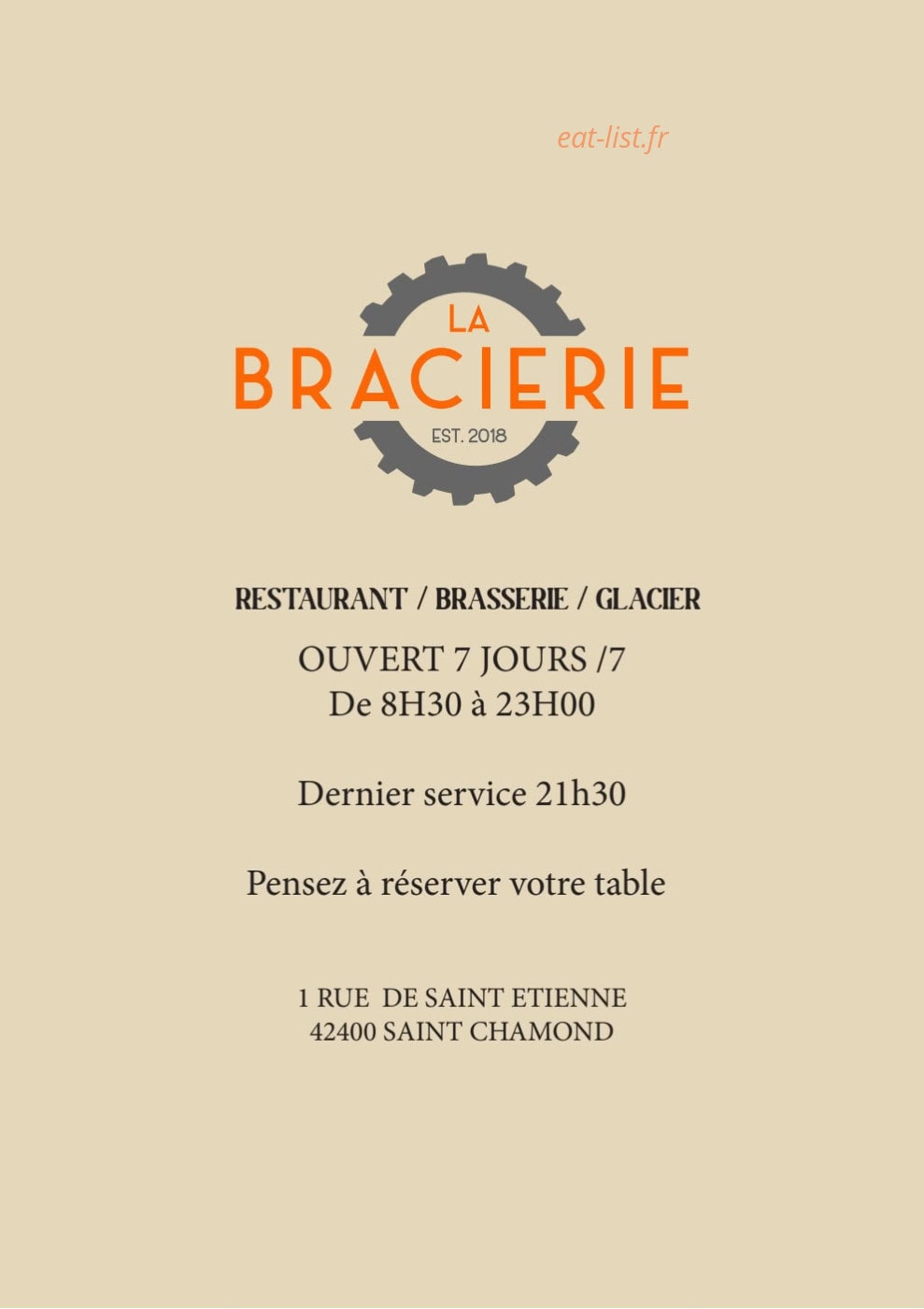 La Bracierie — carte page 1