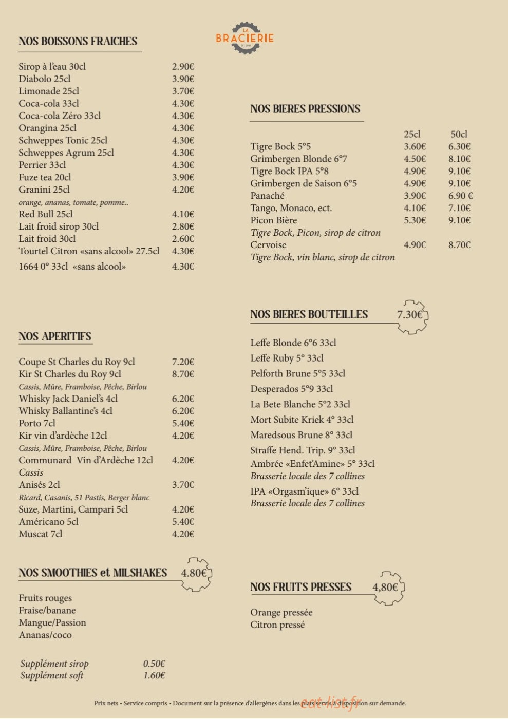 La Bracierie — carte page 2