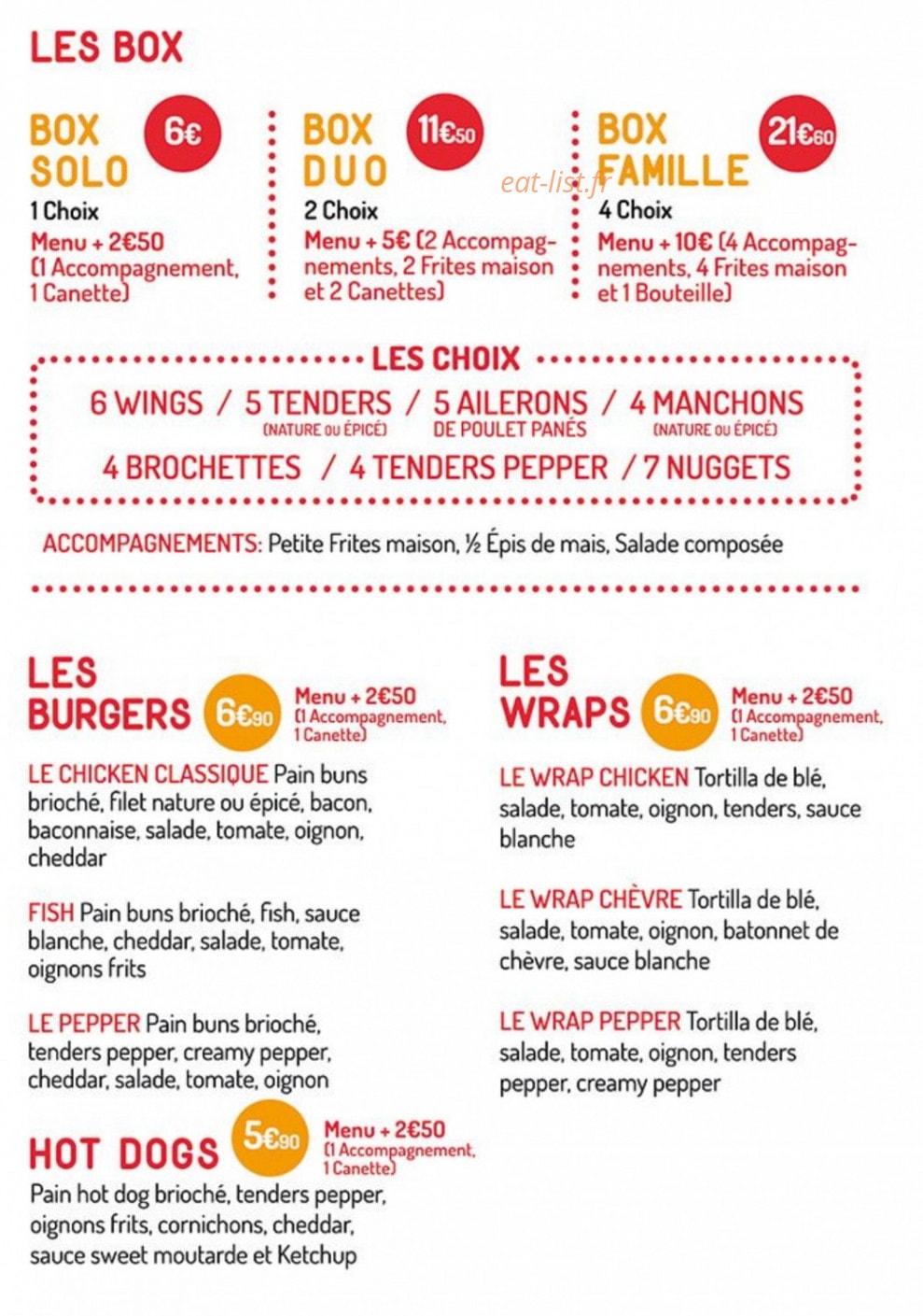 Original Chicken — carte page 2