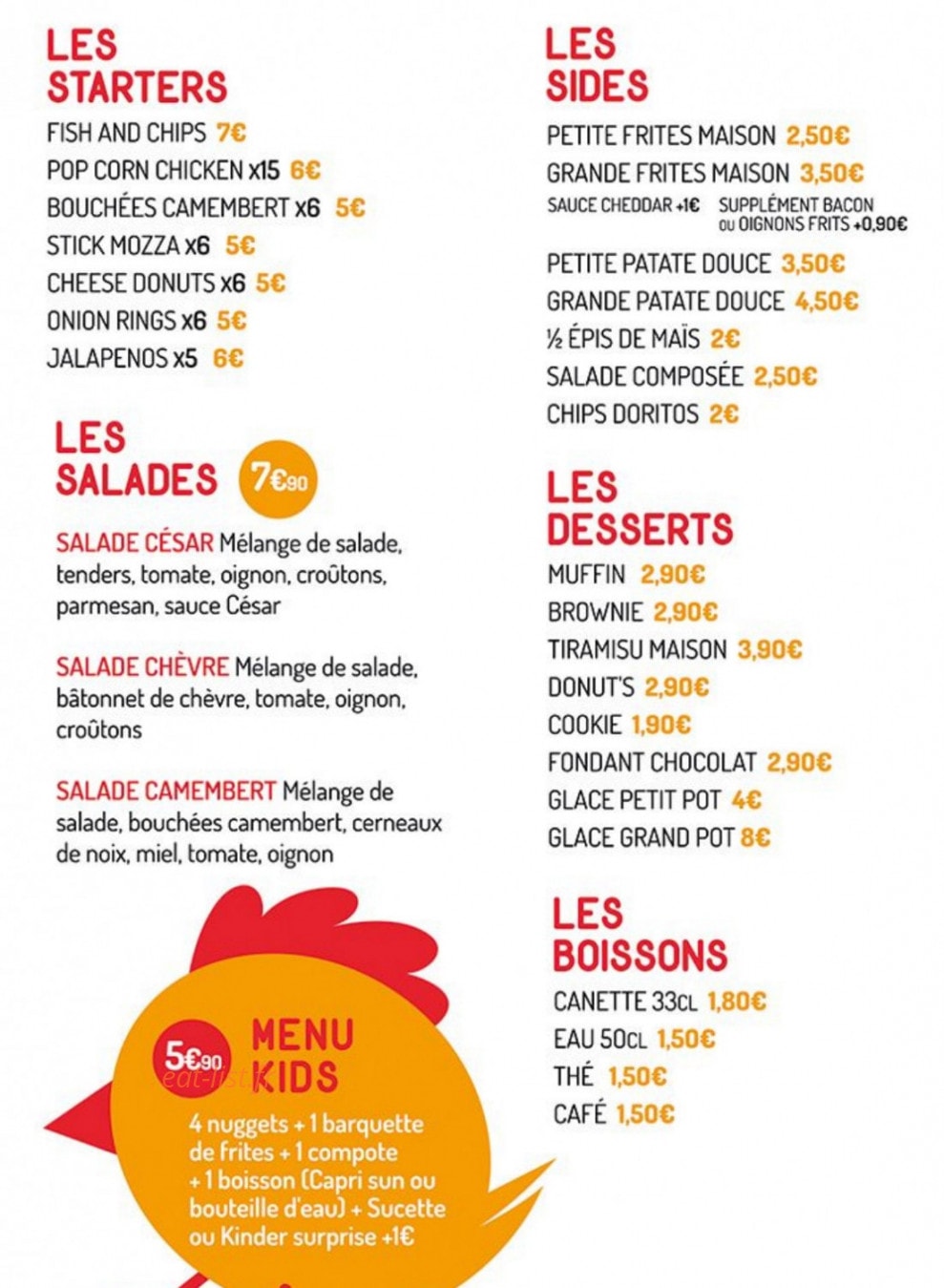 Original Chicken — carte page 3