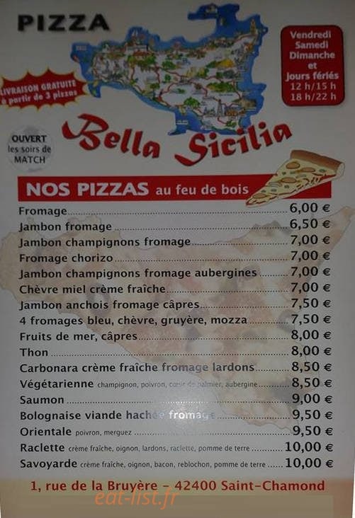 Pizza Bella Sicilia — carte page 1
