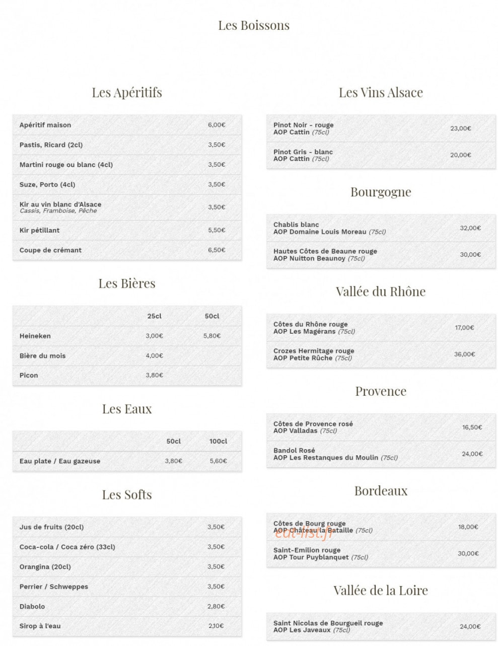 Pizzeria du Château — carte page 2