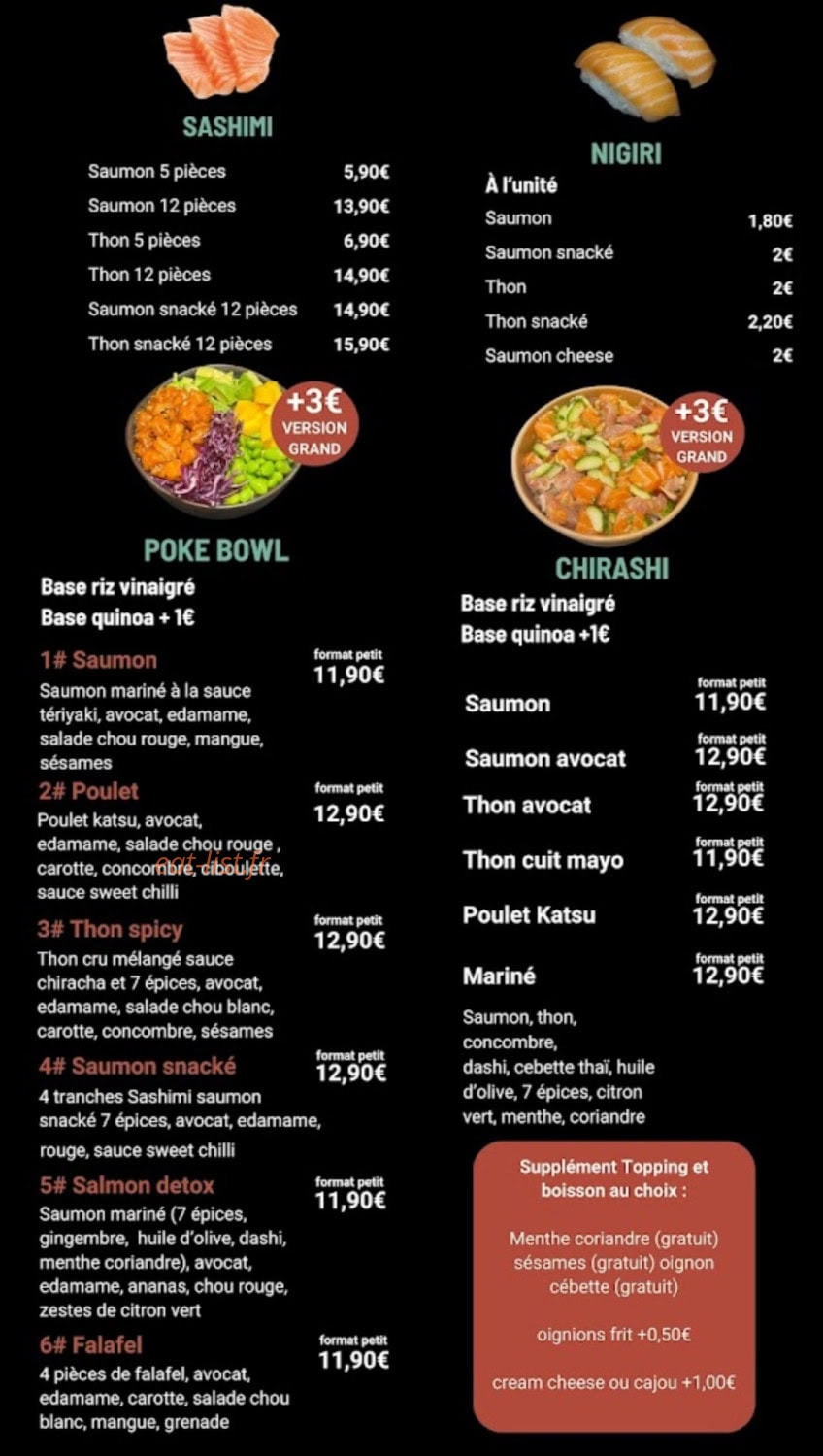 Rajia Sushi — carte page 1