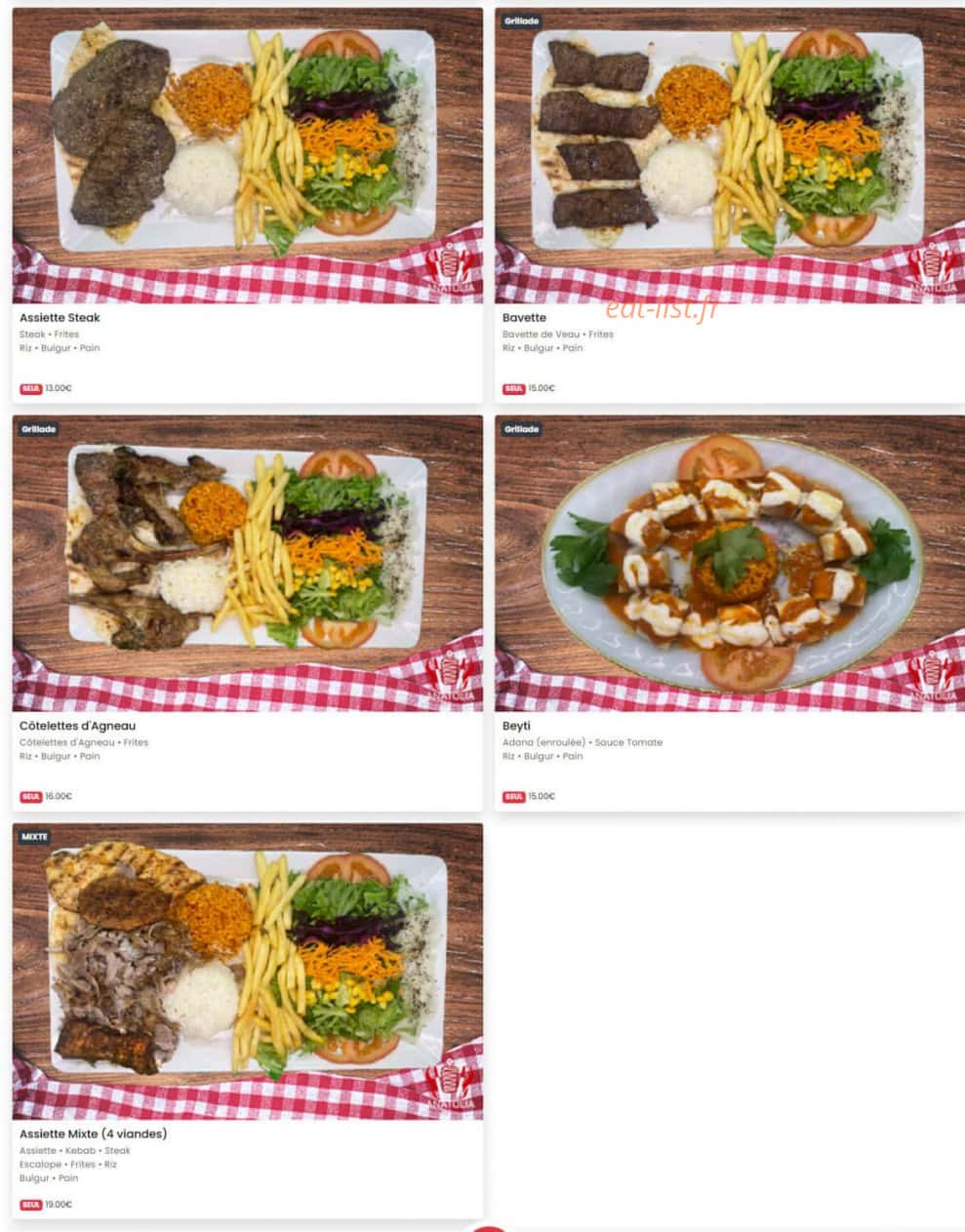 Restaurant Anatolia — carte page 4