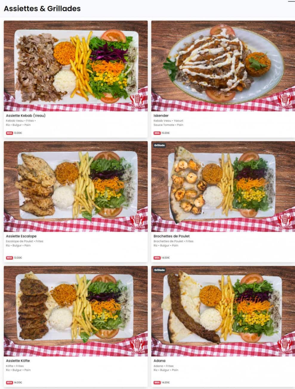 Restaurant Anatolia — carte page 3