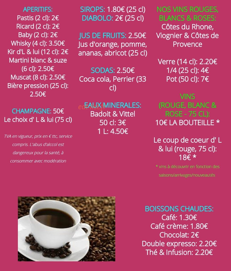 Restaurant L & lui — carte page 2