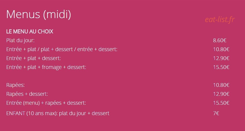 Restaurant L & lui — carte page 1