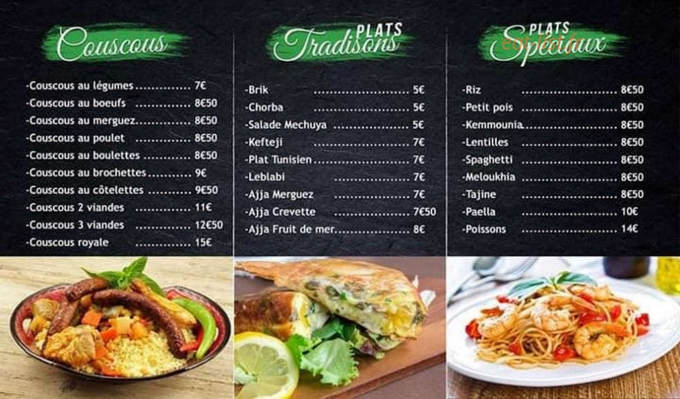 Restaurant L'orient — carte page 1