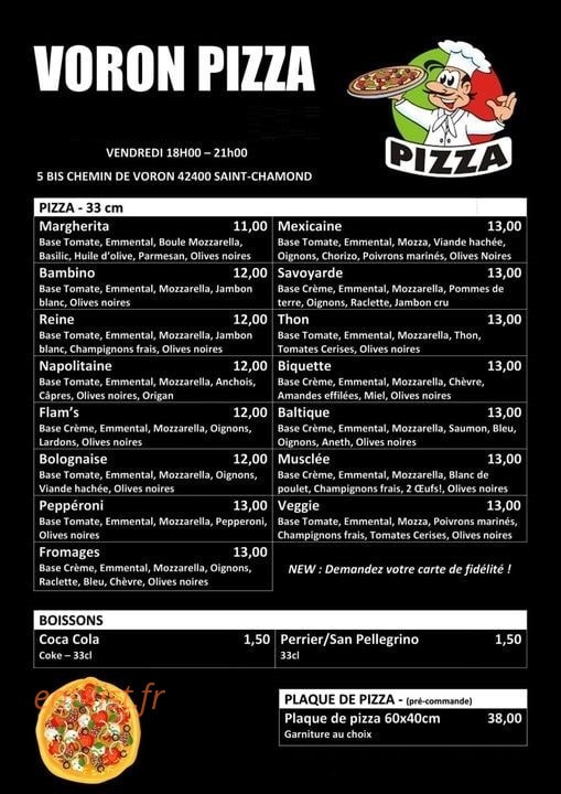 Voron Pizza — carte page 1