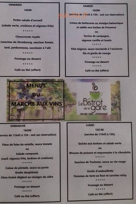 Le Bistrot De La Gare — carte page 1