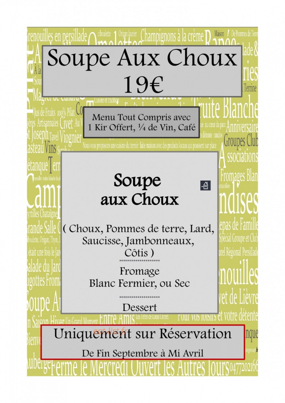 Auberge de Grange Rouet — carte page 6