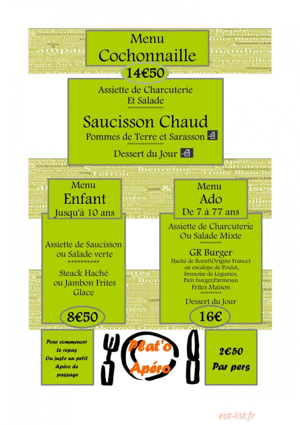 Auberge de Grange Rouet — carte page 4