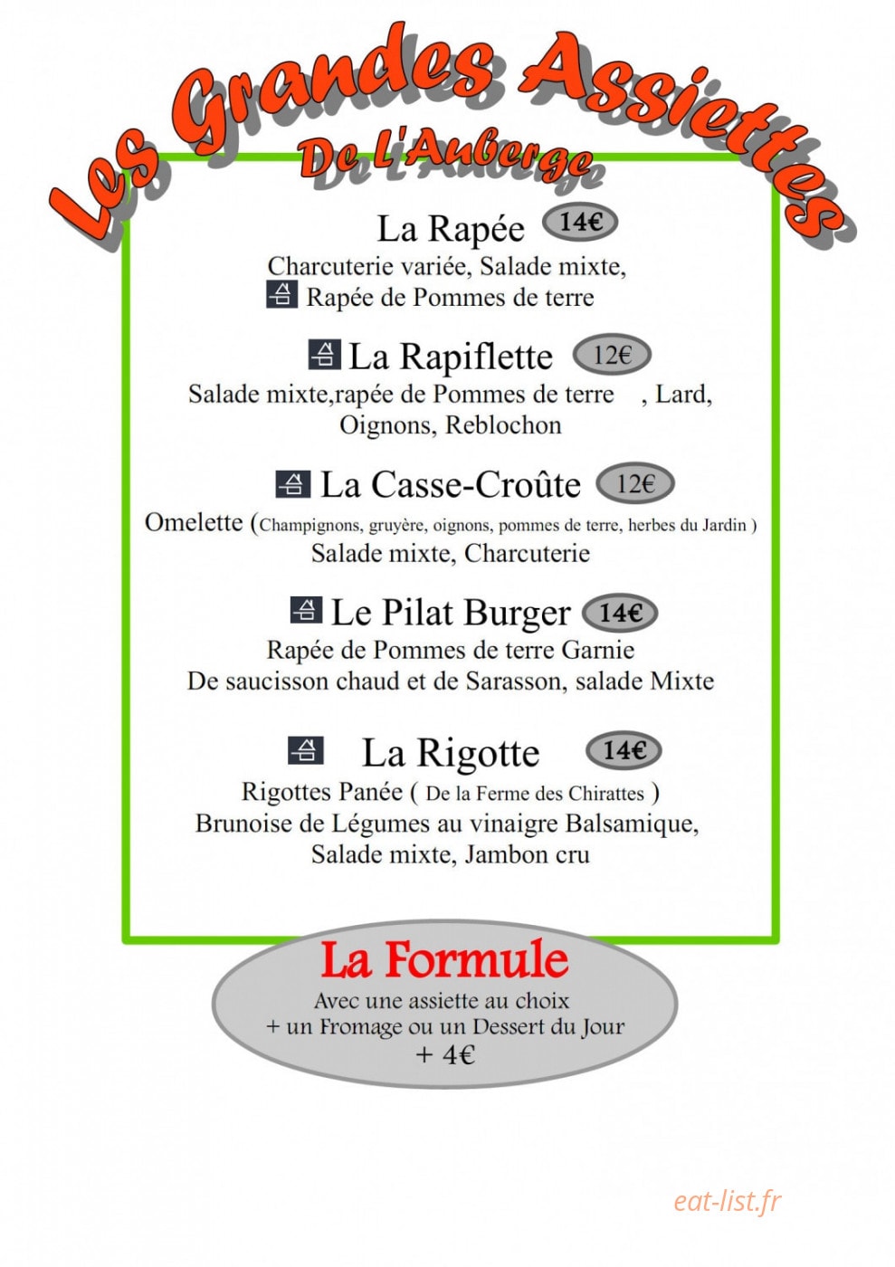 Auberge de Grange Rouet — carte page 3